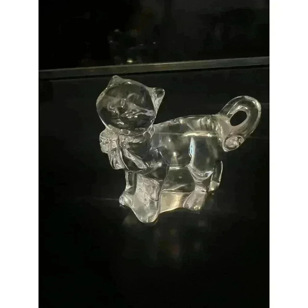 Lenox | Vintage Clear Crystal Cat with Bow Figurine